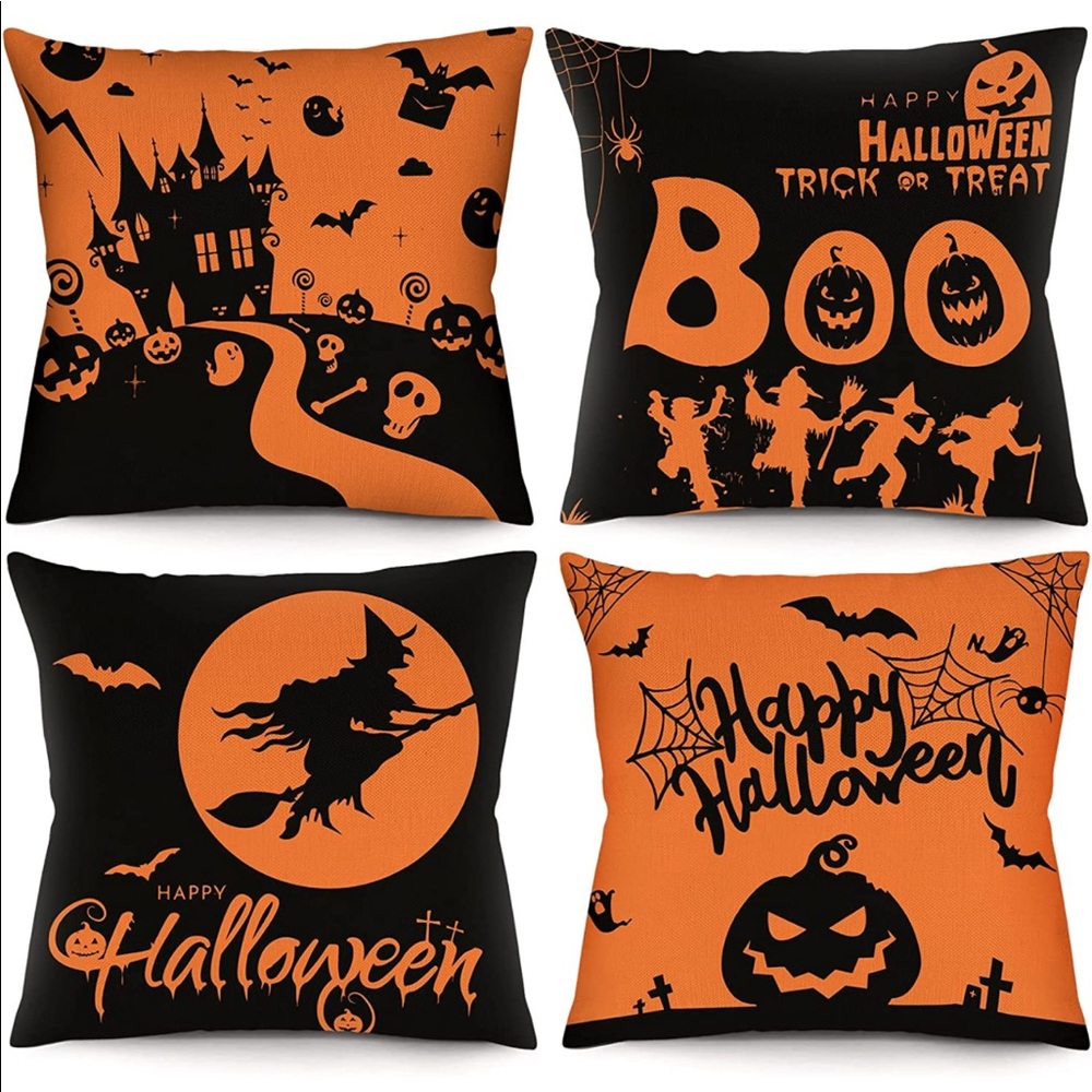 Halloween Decorations Throw Pillow Covers 18x18 Inches Set of 4 Halloween Decor